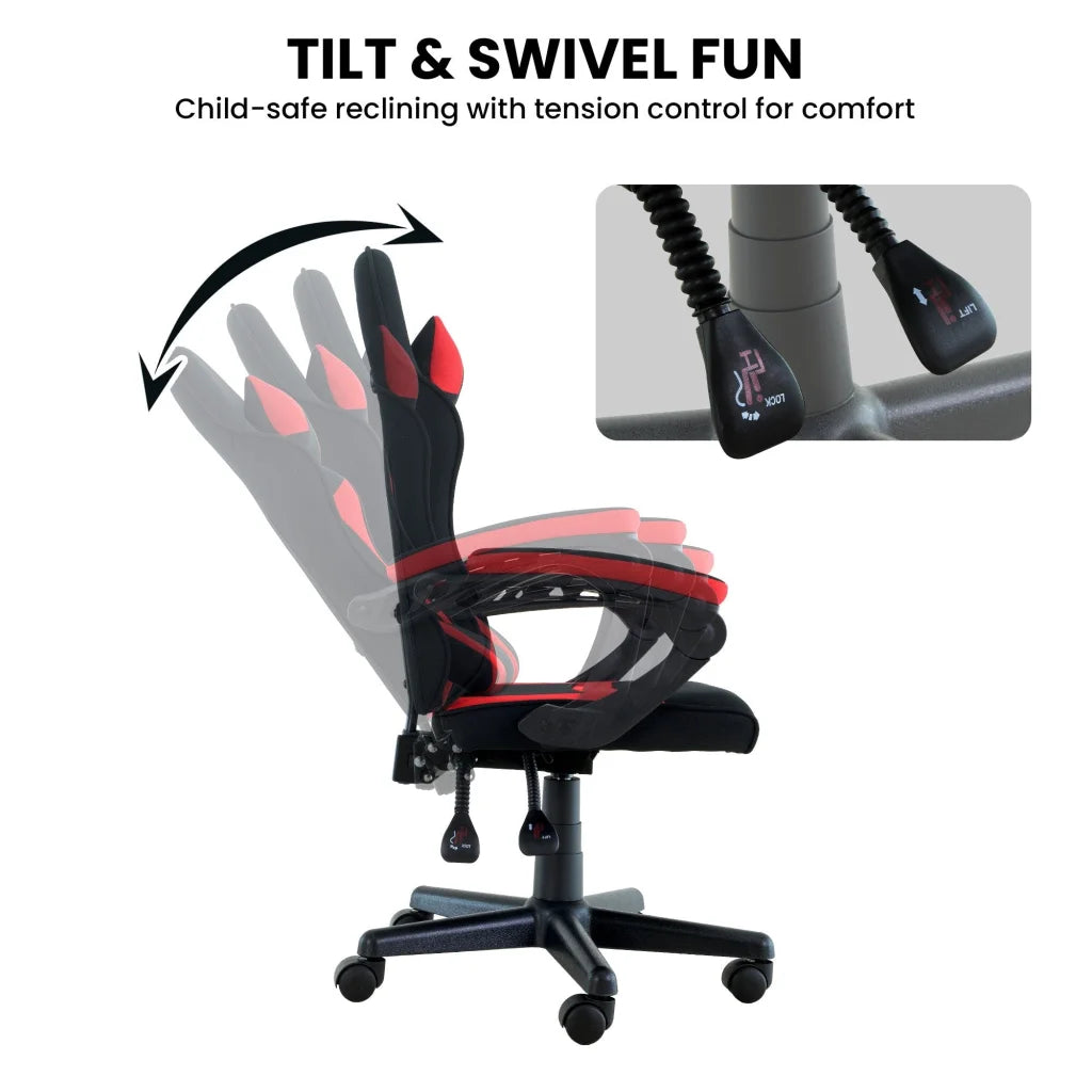 Sarantino Antre Kids Study Gaming Chair Black Red Computer