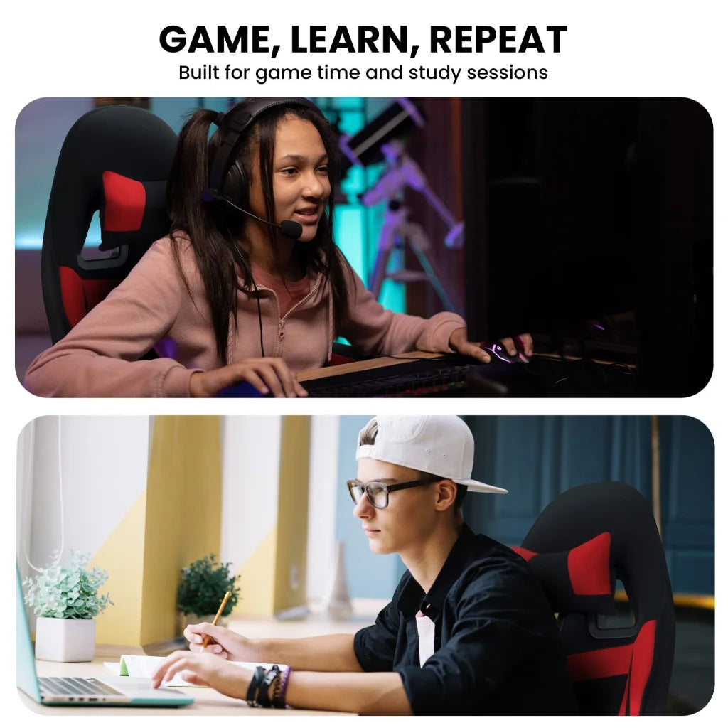 Sarantino Antre Kids Study Gaming Chair Black Red Computer