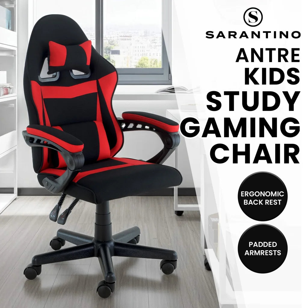 Sarantino Antre Kids Study Gaming Chair Black Red Computer