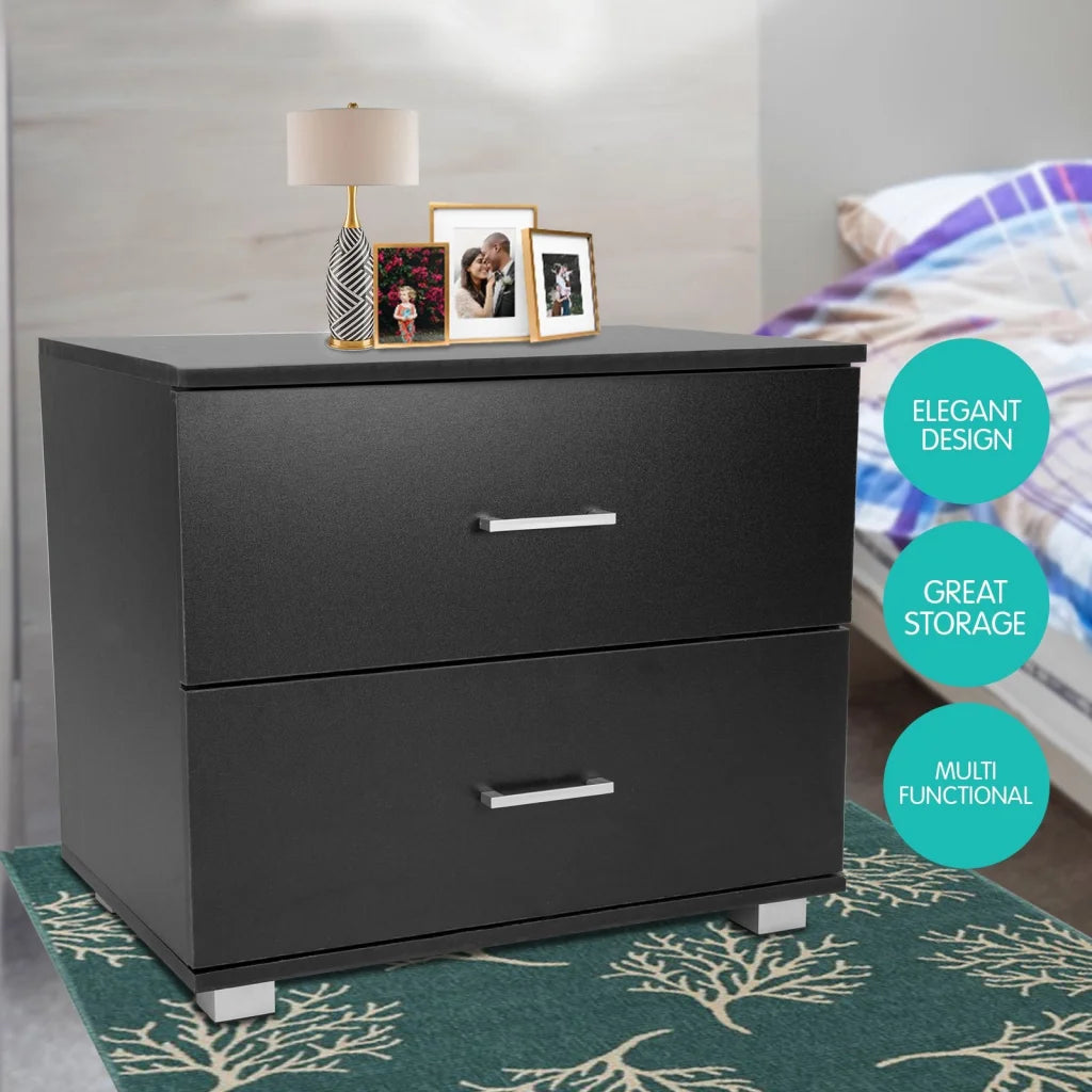 Sarantino Bedside Table Cabinet Storage Chest 2 Drawers