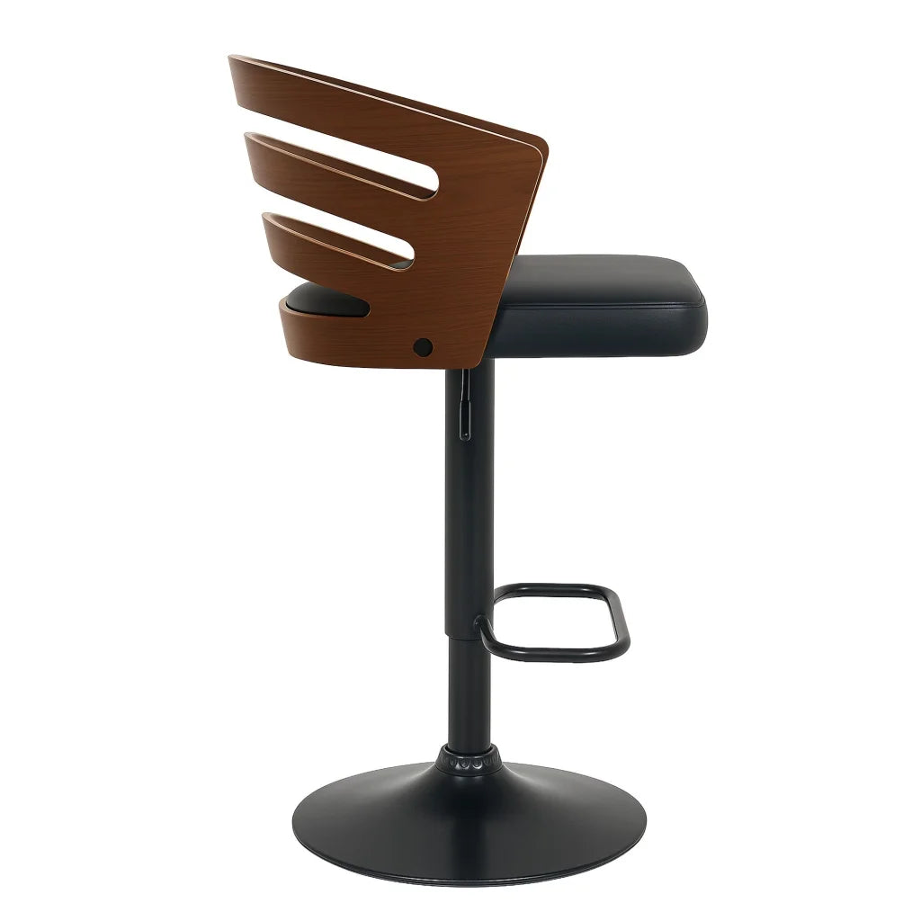 Sarantino Bentwood Walnut Barstool Leather Seat And Metal
