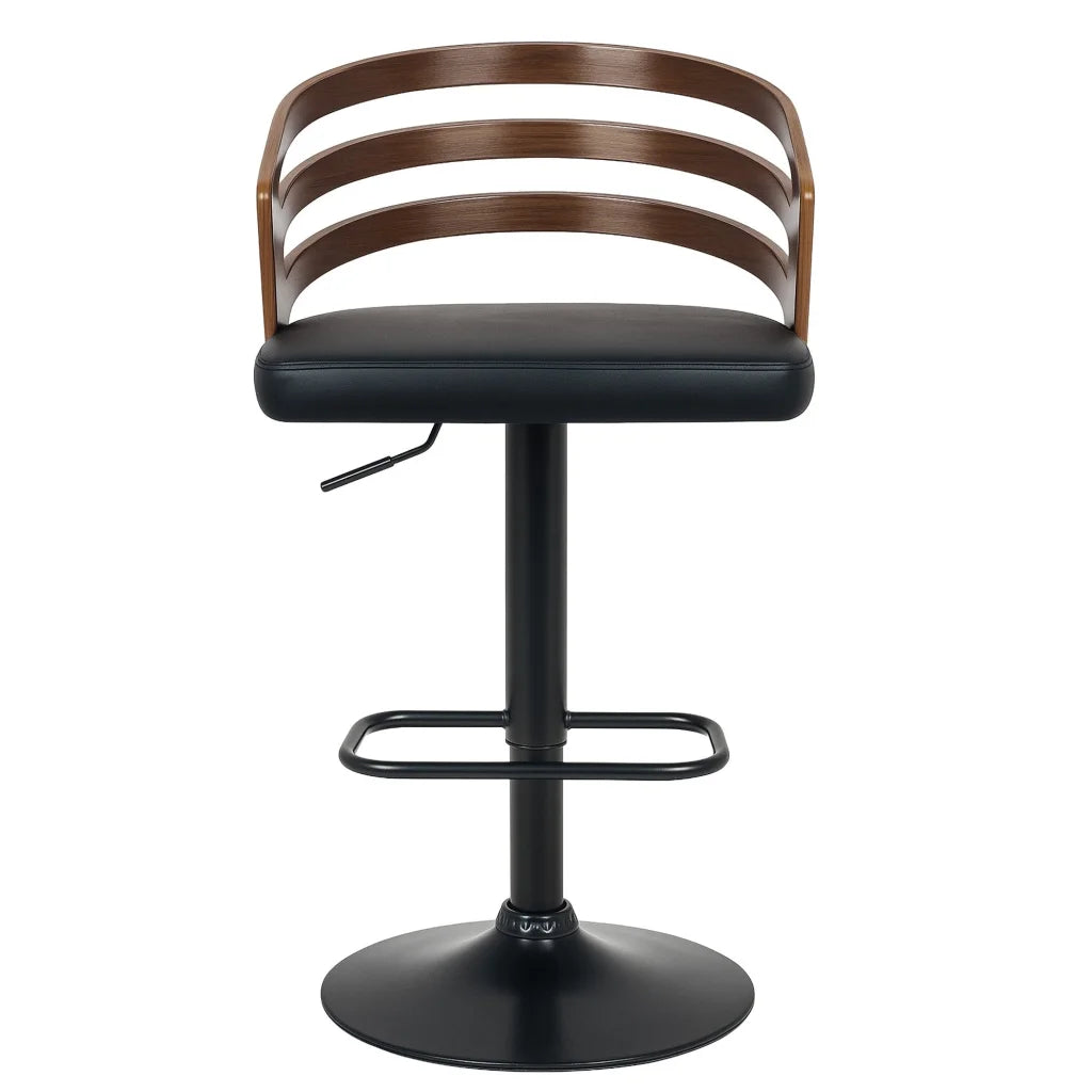 Sarantino Bentwood Walnut Barstool Leather Seat And Metal