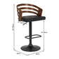 Sarantino Bentwood Walnut Barstool Leather Seat And Metal