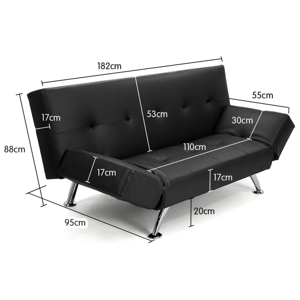 Sarantino Brooklyn Sofa Bed Faux Leather Lounge Couch Futon