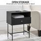 Sarantino Cecil Slender Fluted Bedside Table in Black