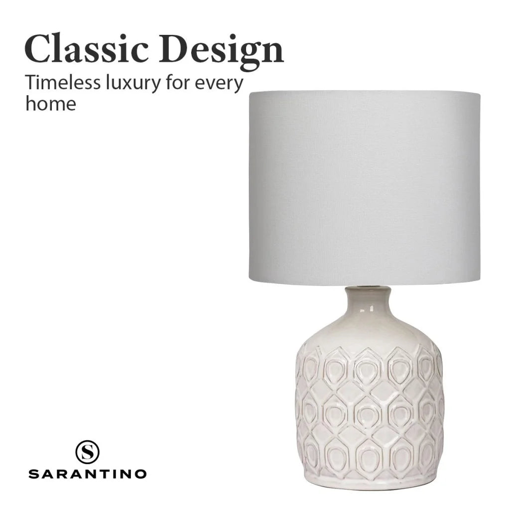 Sarantino Ceramic Table Lamp In Cream - Home & Garden >