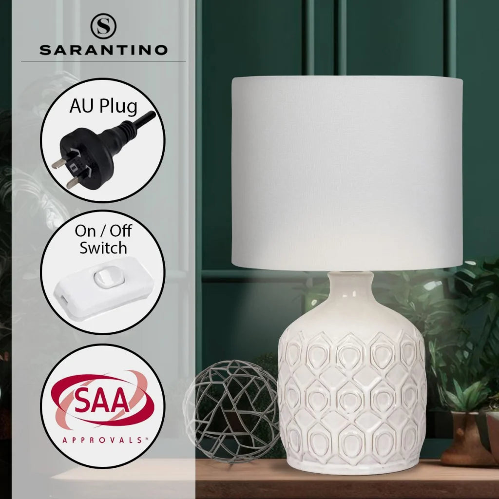 Sarantino Ceramic Table Lamp In Cream - Home & Garden >