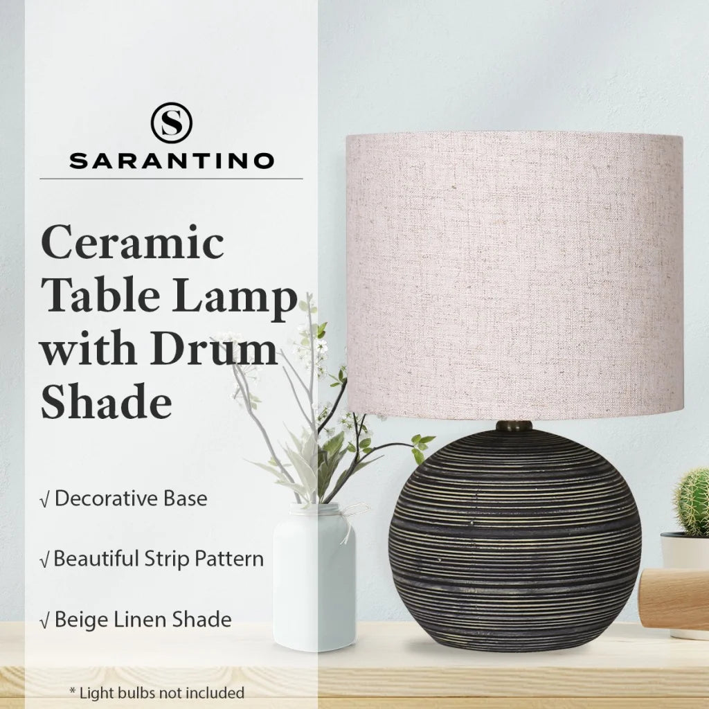 Sarantino Ceramic Table Lamp With Striped Pattern