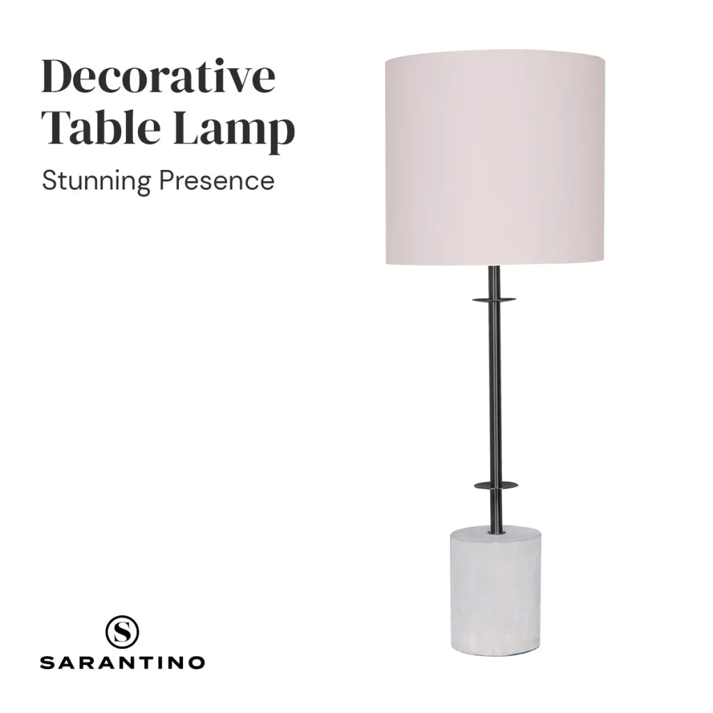Sarantino Concrete & Metal Table Lamp with Ghost-White
