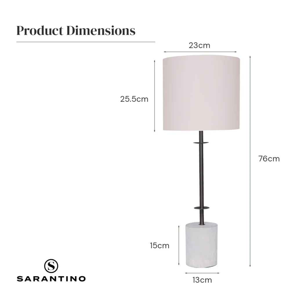 Sarantino Concrete & Metal Table Lamp with Ghost-White