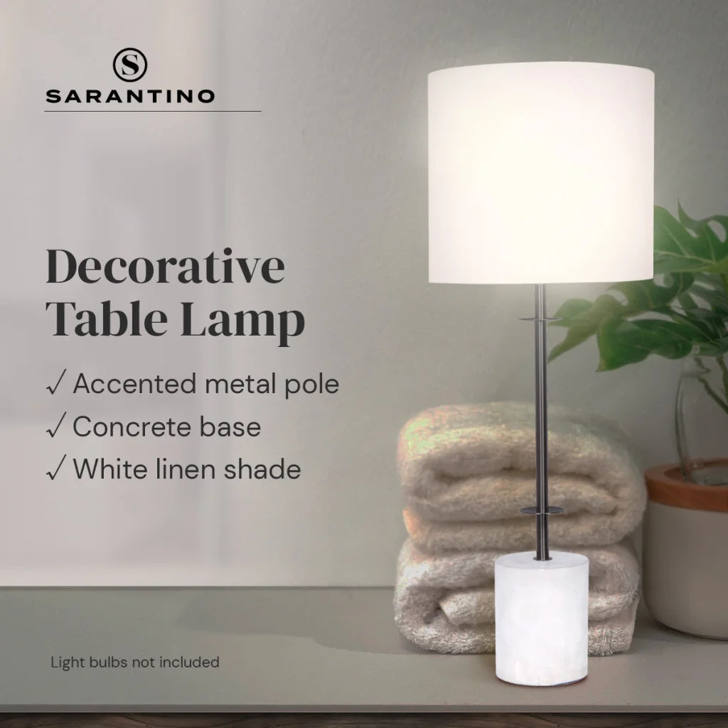 Sarantino Concrete & Metal Table Lamp with Ghost-White