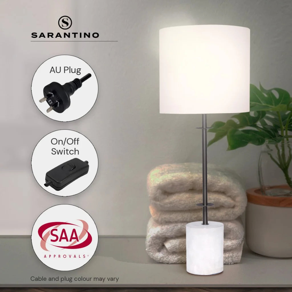 Sarantino Concrete & Metal Table Lamp with Ghost-White