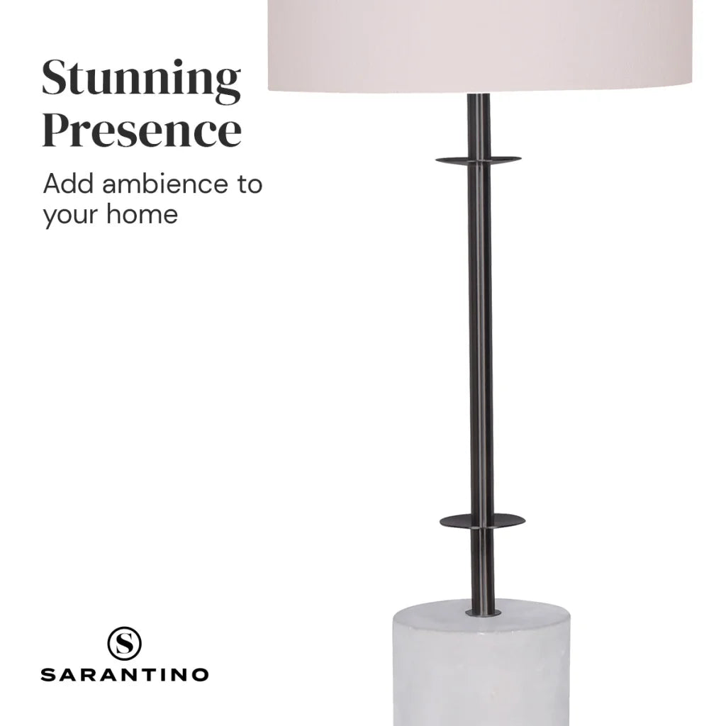 Sarantino Concrete & Metal Table Lamp with Ghost-White