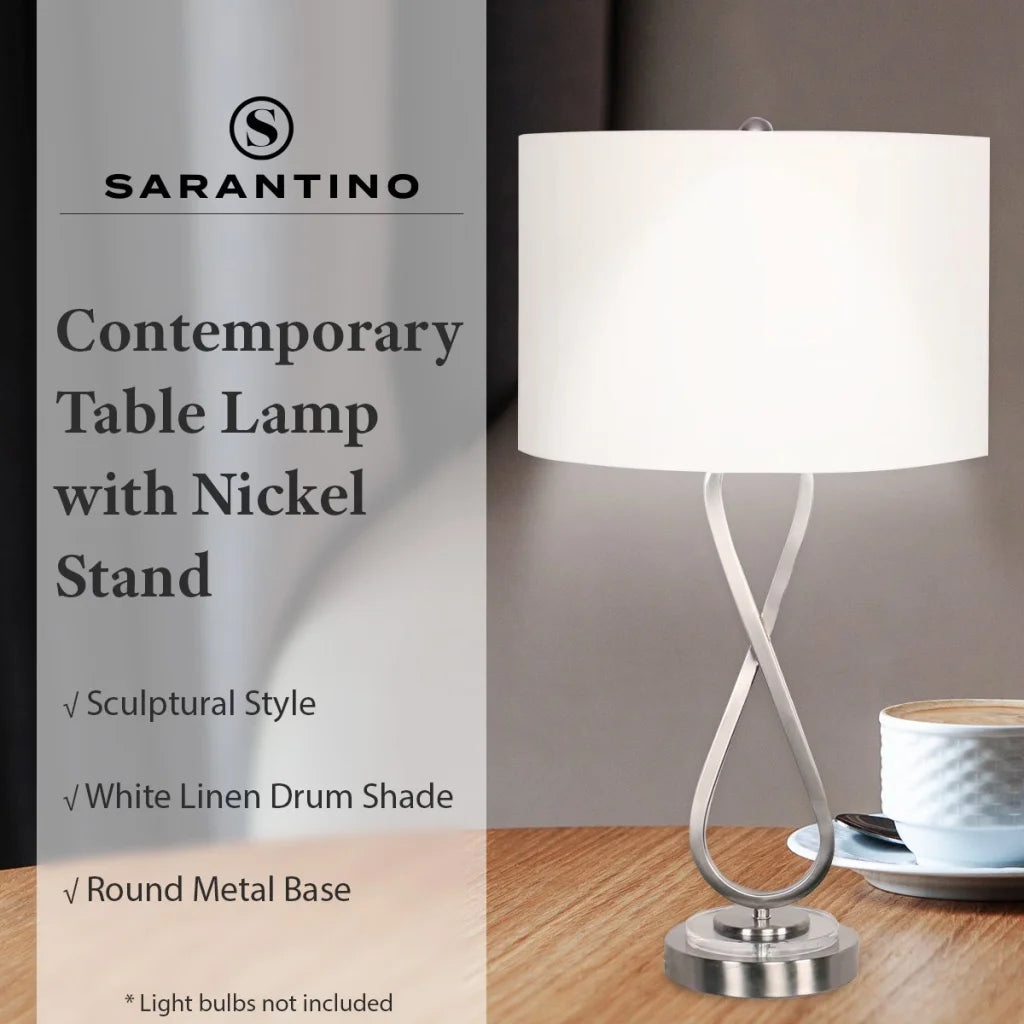 Sarantino Contemporary Table Lamp In Nickel Finish - Home &