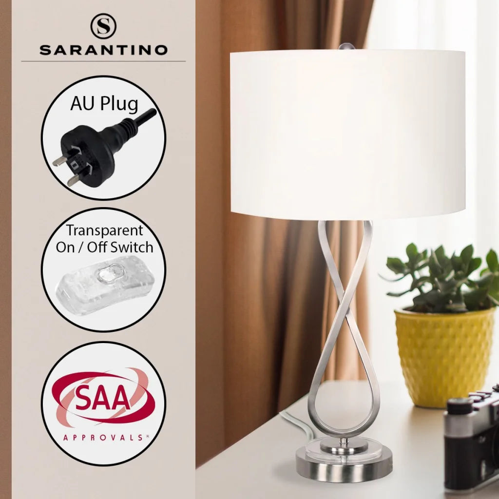 Sarantino Contemporary Table Lamp In Nickel Finish - Home &