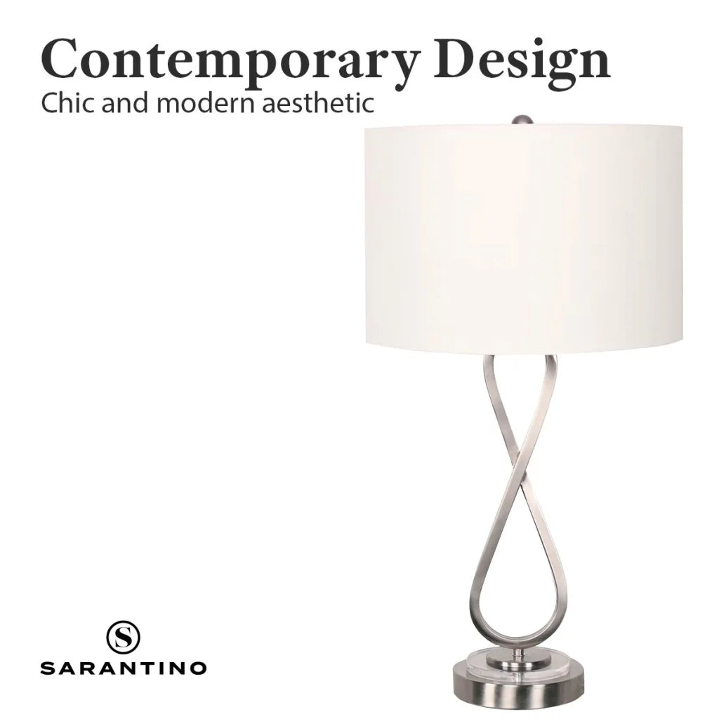 Sarantino Contemporary Table Lamp In Nickel Finish - Home &