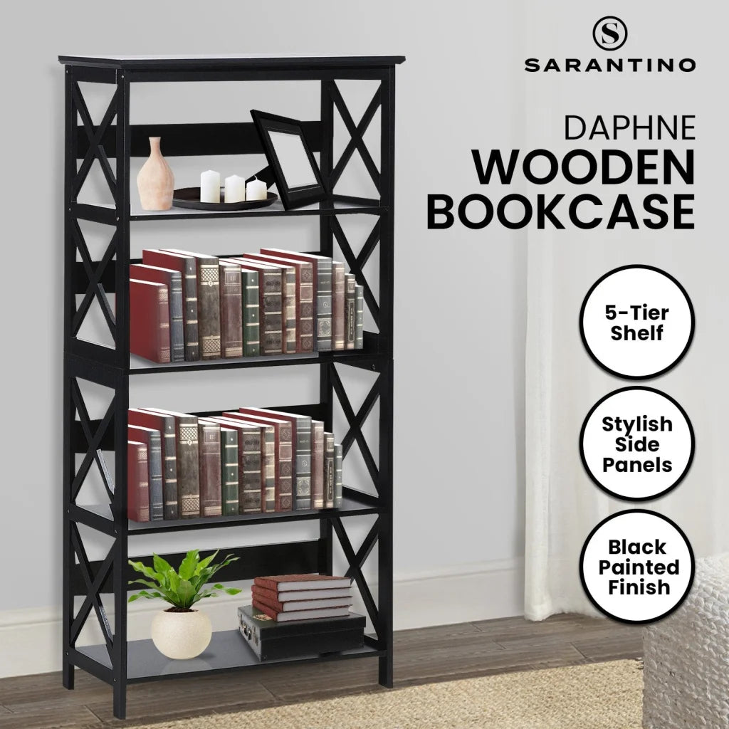 Sarantino Daphne 5-tier Cross Panel Bookshelf - Furniture >