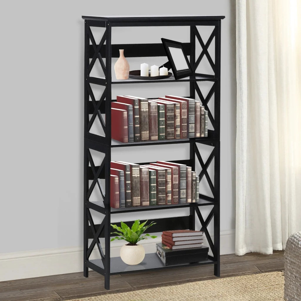 Sarantino Daphne 5-tier Cross Panel Bookshelf - Furniture >