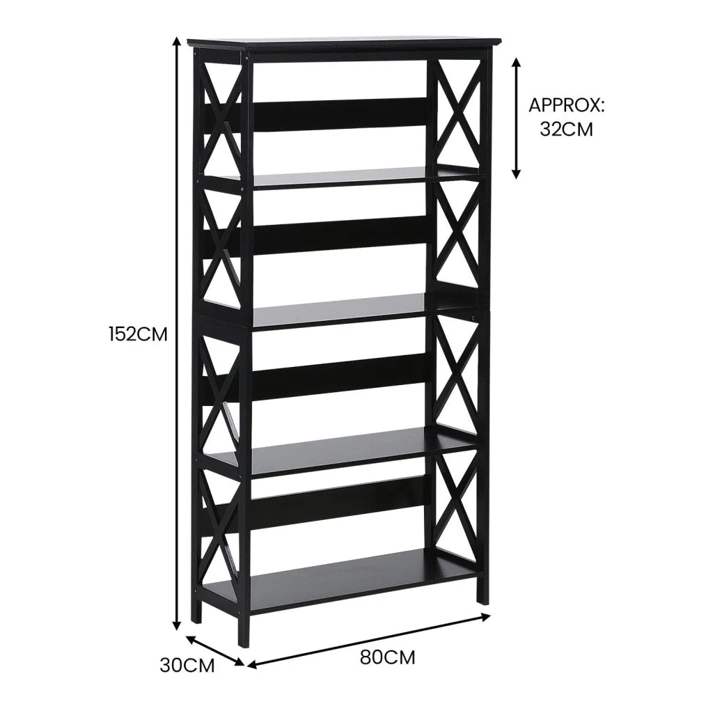 Sarantino Daphne 5-tier Cross Panel Bookshelf - Furniture >