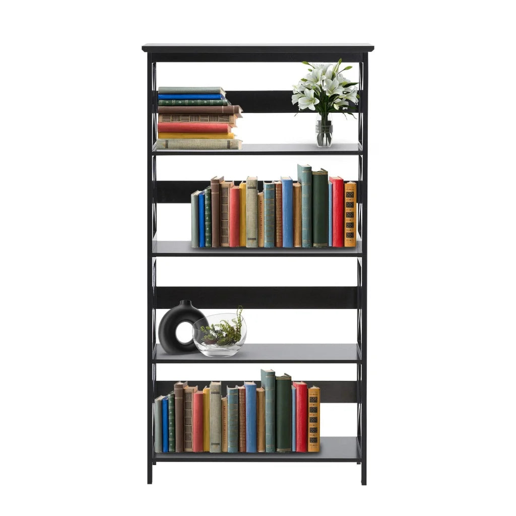 Sarantino Daphne 5-tier Cross Panel Bookshelf - Furniture >