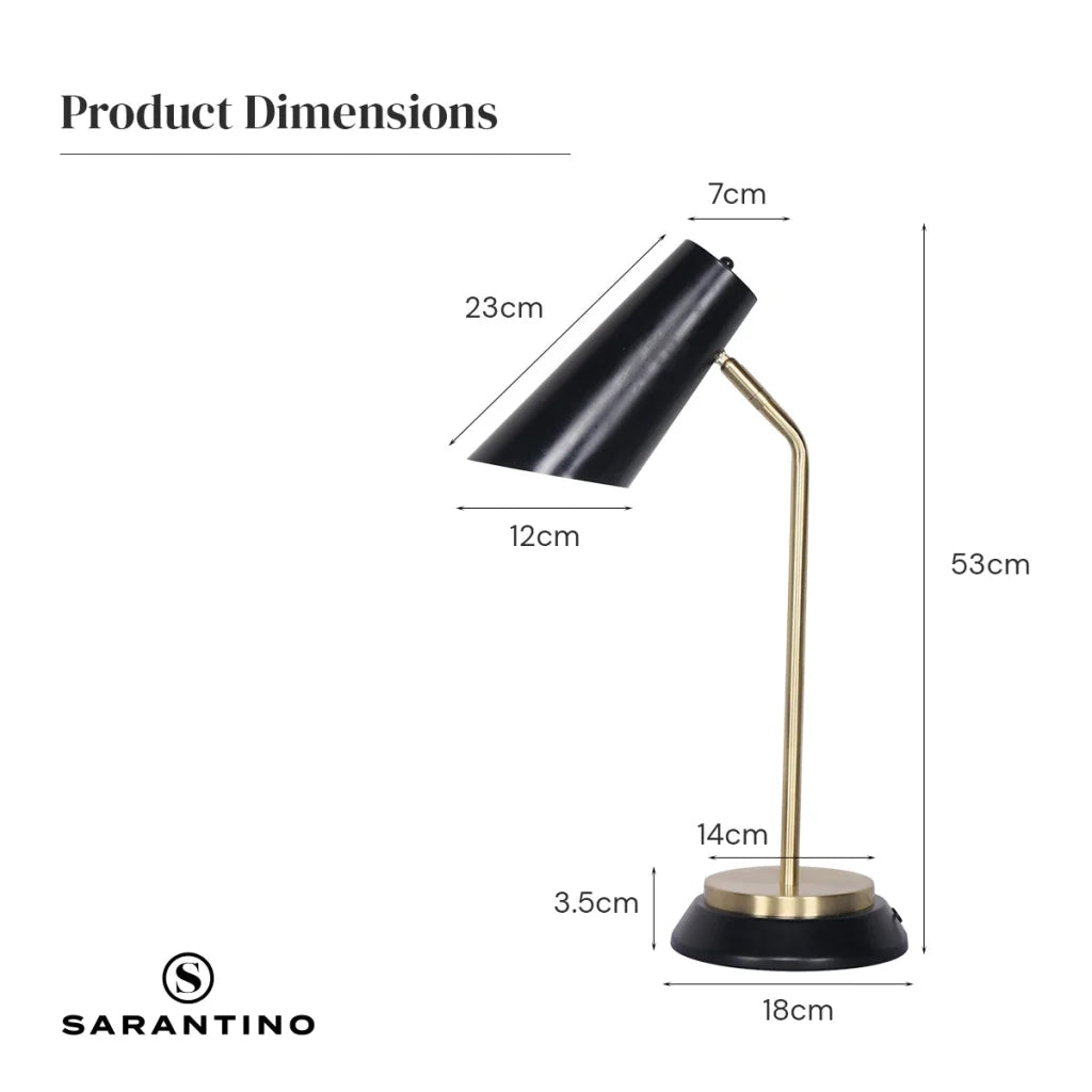 Sarantino Electric Reading Light Table Lamp Brass Finish