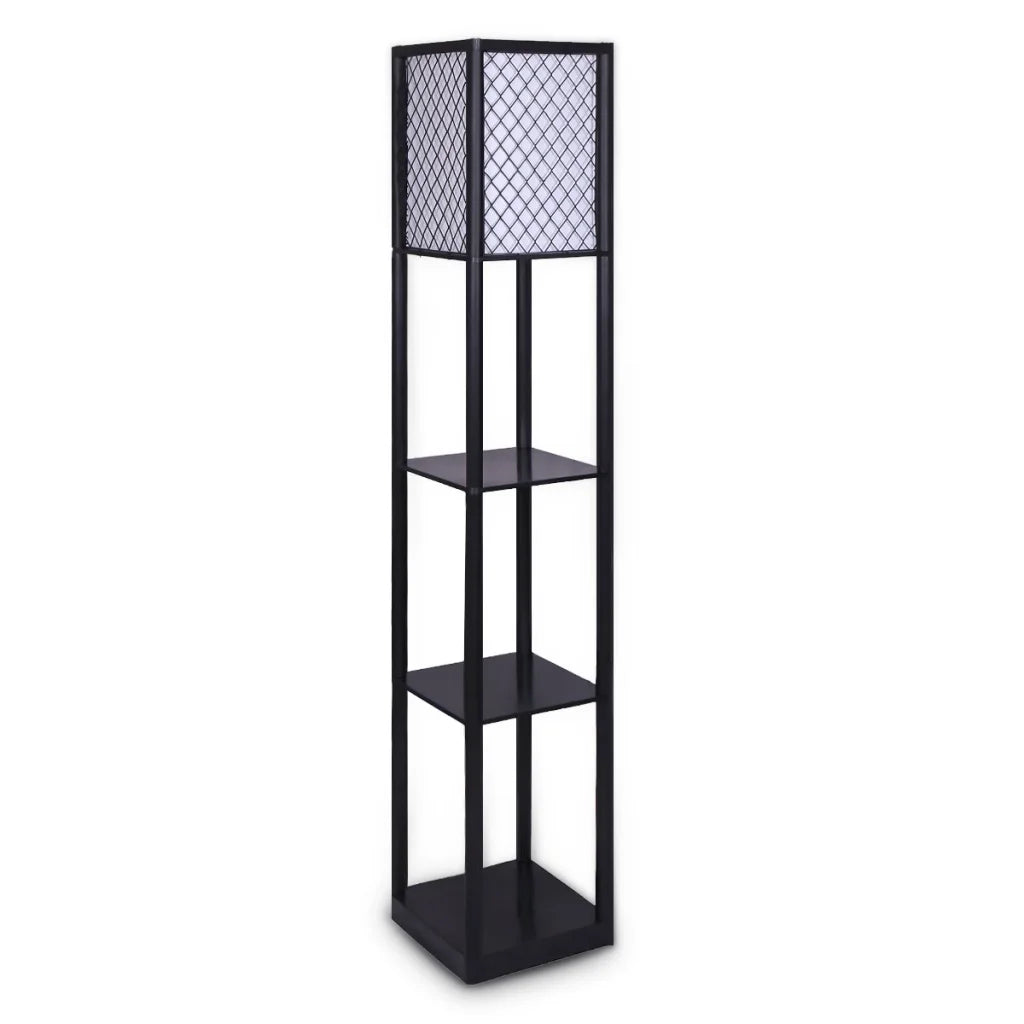 Sarantino Etagere Floor Lamp Diamond Look Fabric Shade