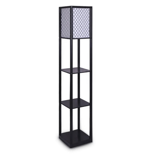 Sarantino Etagere Floor Lamp Diamond Look Fabric Shade