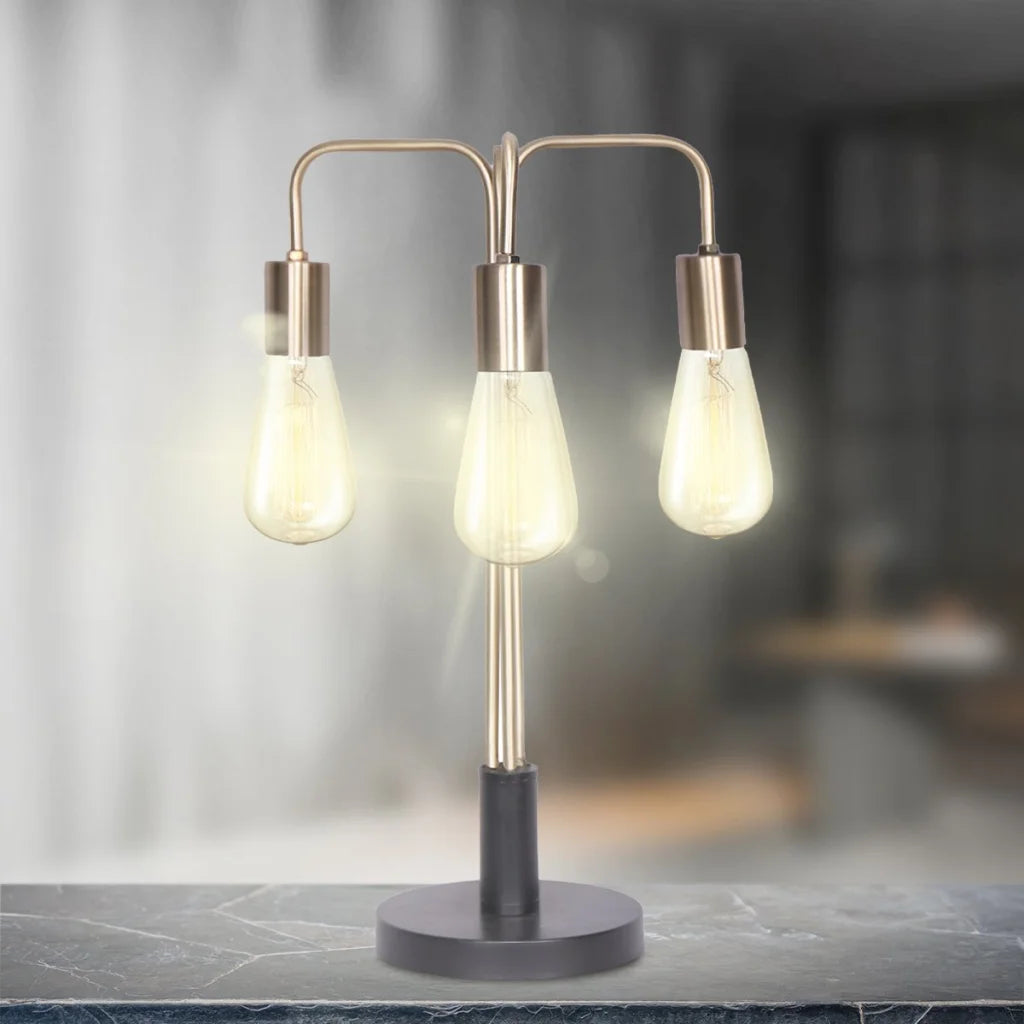 Sarantino Exposed Bulb Industrial Table Lamp - Home &