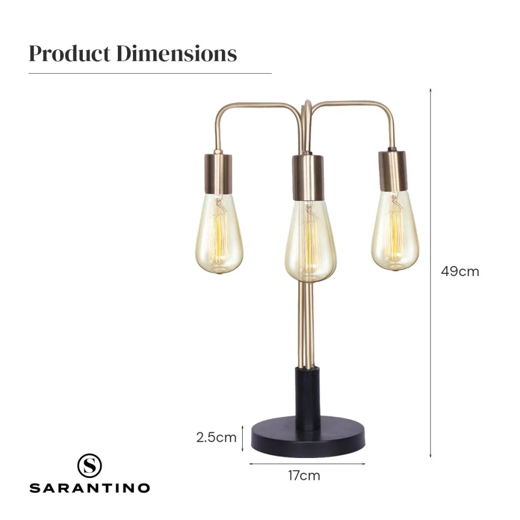 Sarantino Exposed Bulb Industrial Table Lamp - Home &