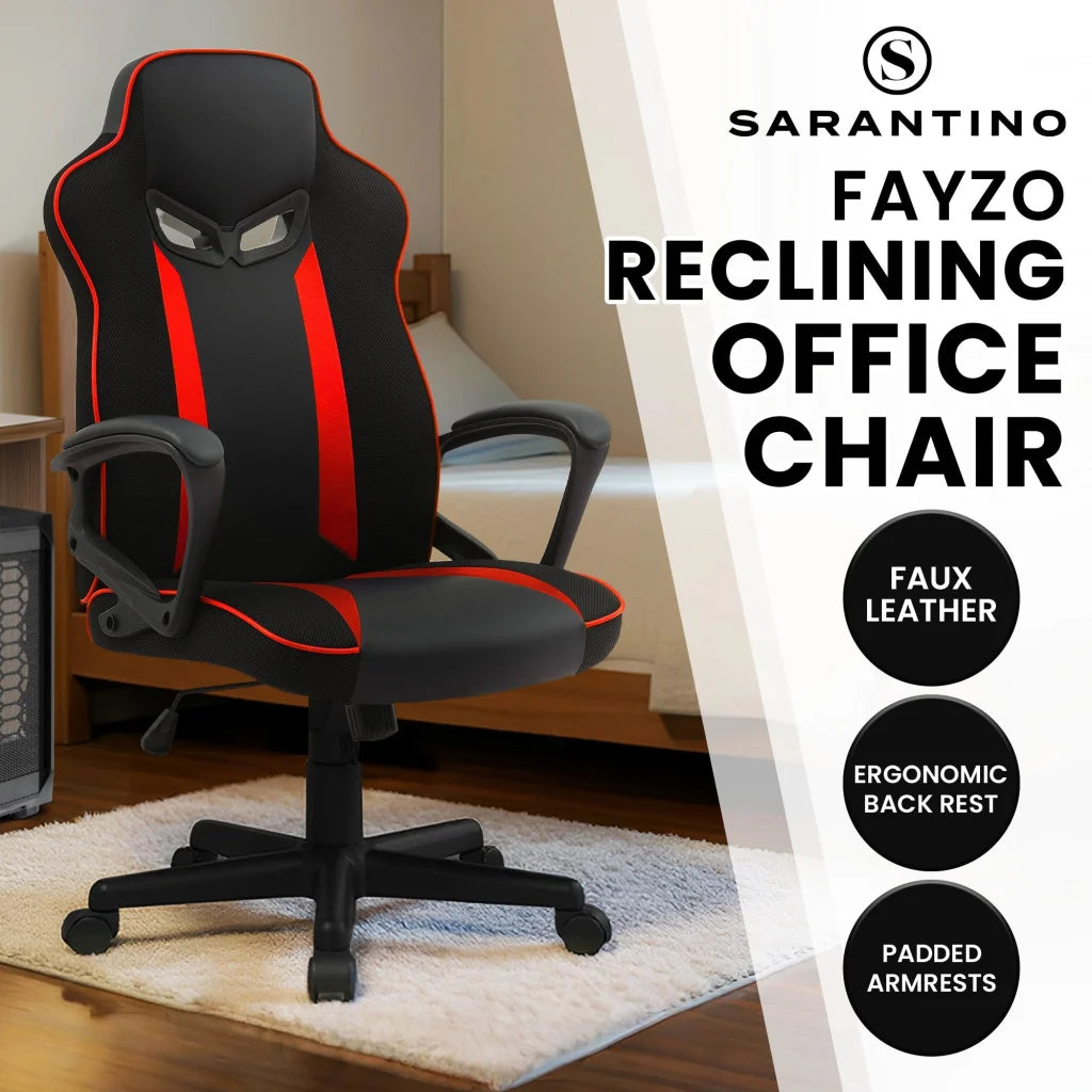 Sarantino Fayzo Racing Reclining Office Gaming Chair Black