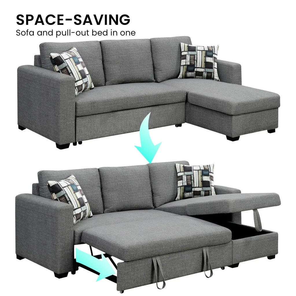 Sarantino Fontana Pullout Sofa Bed with Storage Chaise