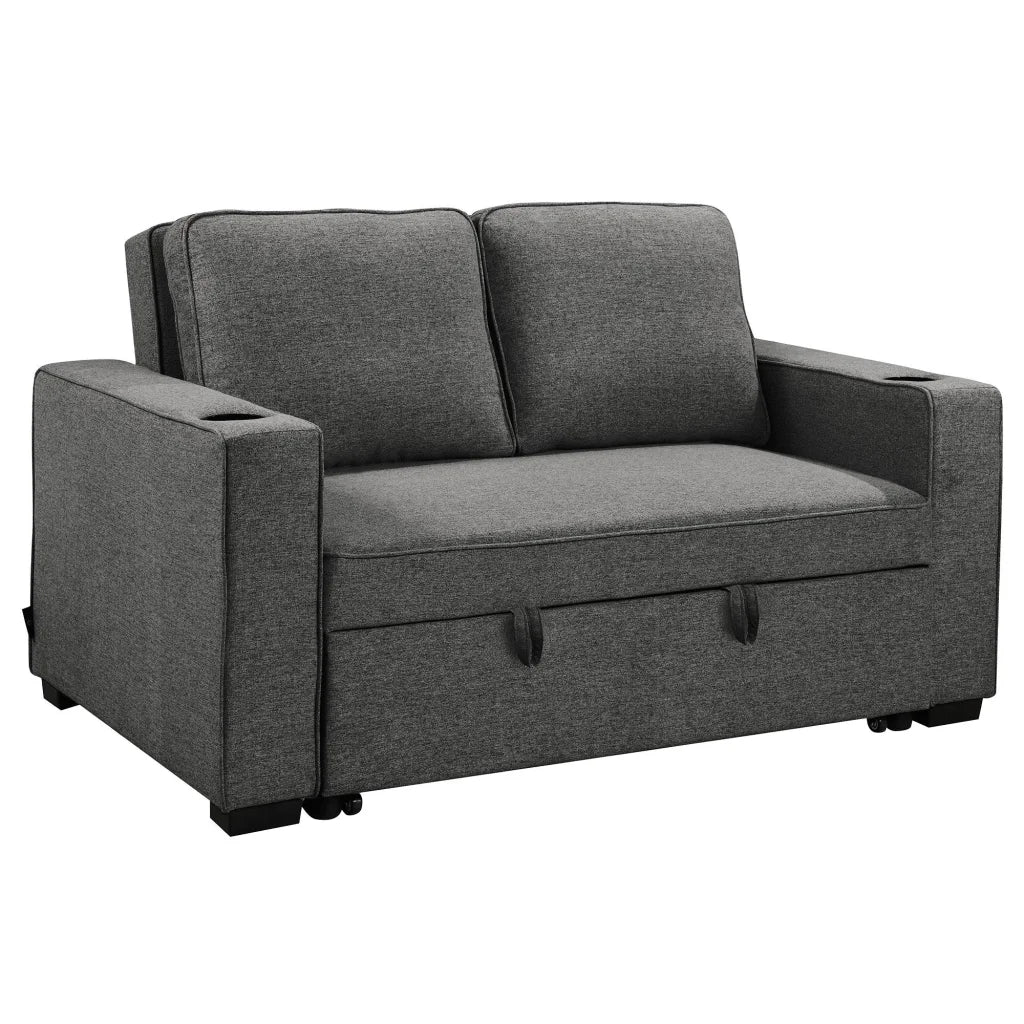 Sarantino Hoffman Linen Dark Grey Convertible Sofa Bed