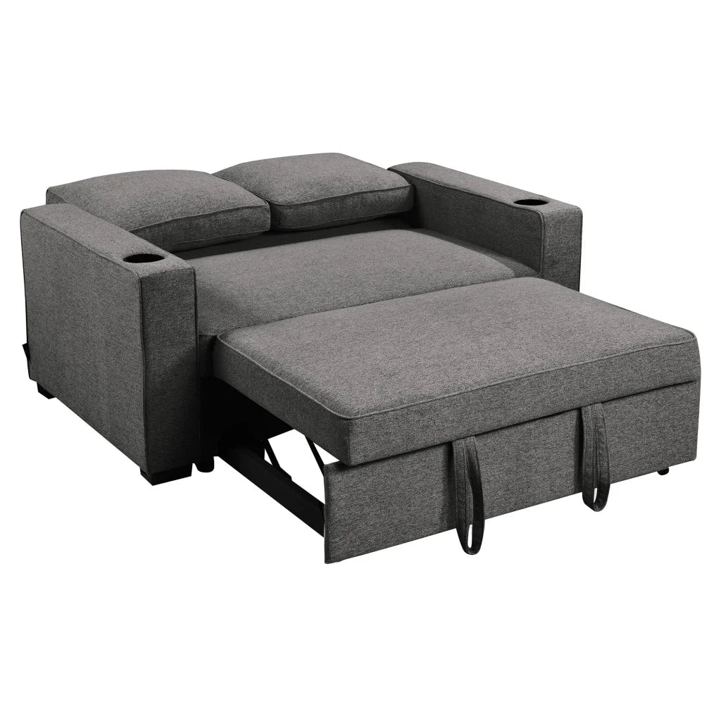 Sarantino Hoffman Linen Dark Grey Convertible Sofa Bed