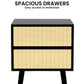 Sarantino Ivan Bedside Table Night Stand - Black/natural
