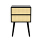 Sarantino Ivan Bedside Table Night Stand - Black/natural