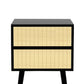 Sarantino Ivan Bedside Table Night Stand - Black/natural
