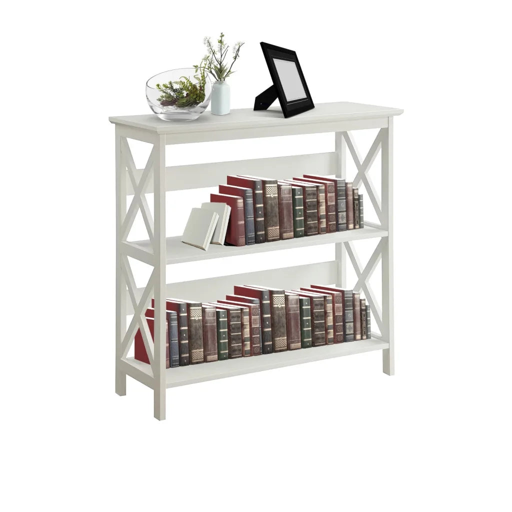 Sarantino Lucas 3-Tier Bookshelf Display Rack in White