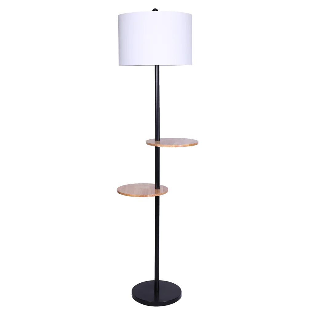 Sarantino Metal Floor Lamp Shade with Black Post in Round