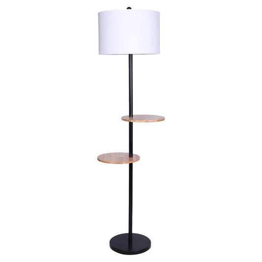 Sarantino Metal Floor Lamp Shade with Black Post in Round