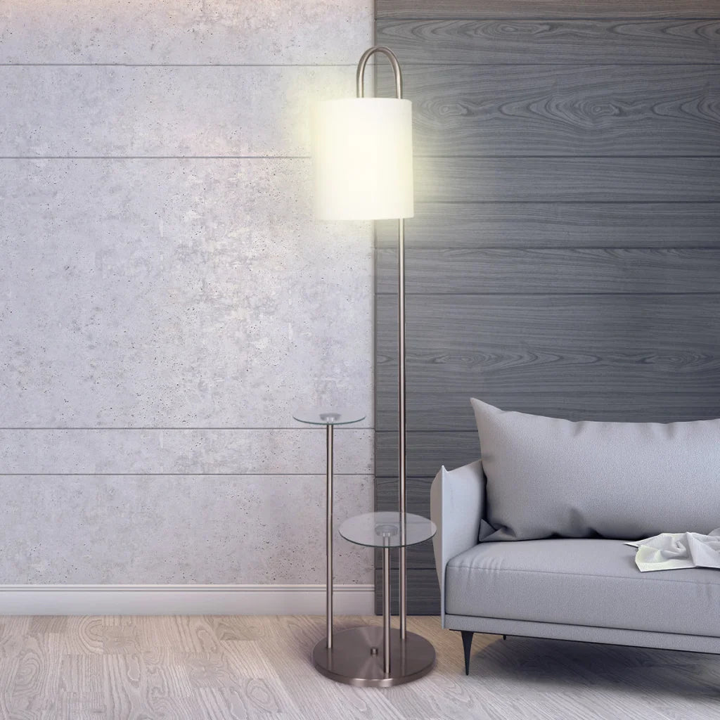 Sarantino Metal Floor Lamp with Glass Shelves - Home &