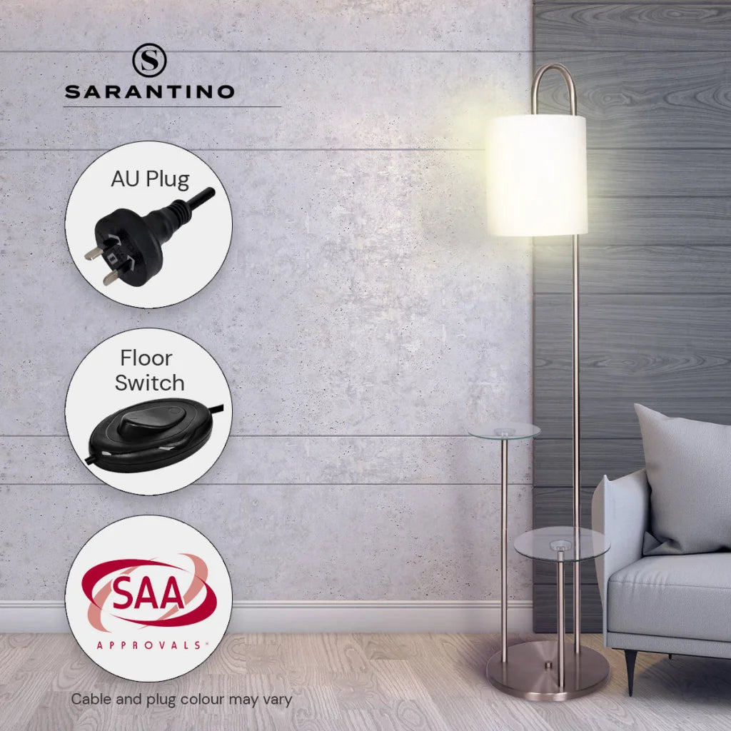 Sarantino Metal Floor Lamp with Glass Shelves - Home &