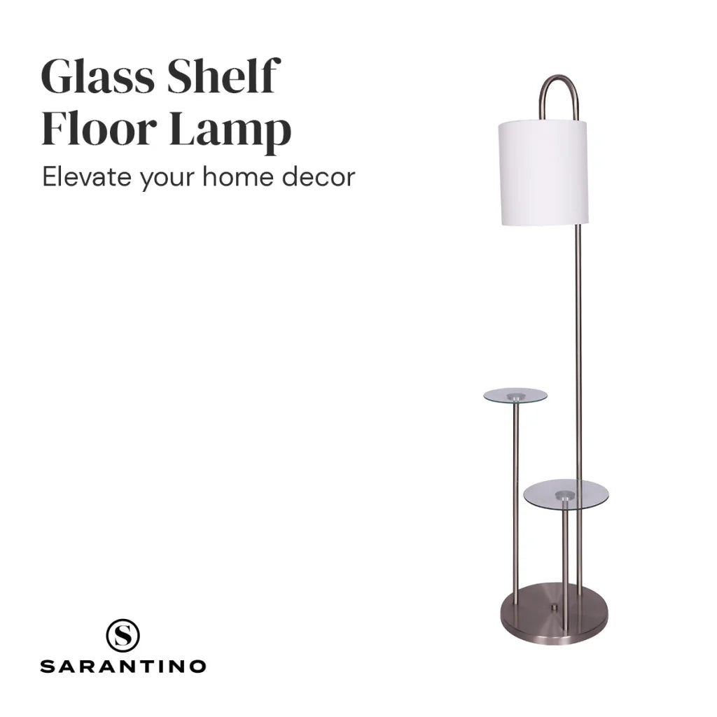 Sarantino Metal Floor Lamp with Glass Shelves - Home &
