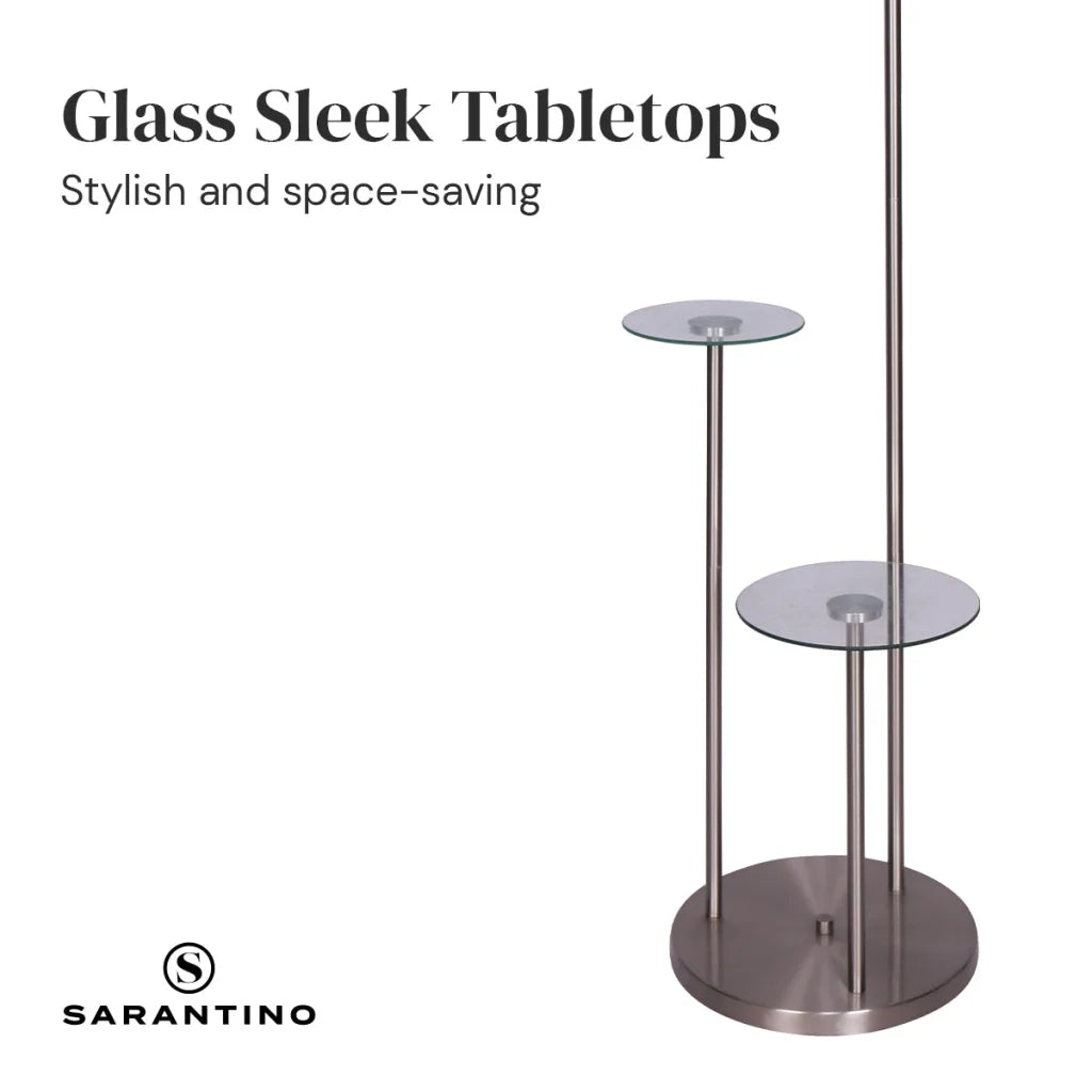 Sarantino Metal Floor Lamp with Glass Shelves - Home &