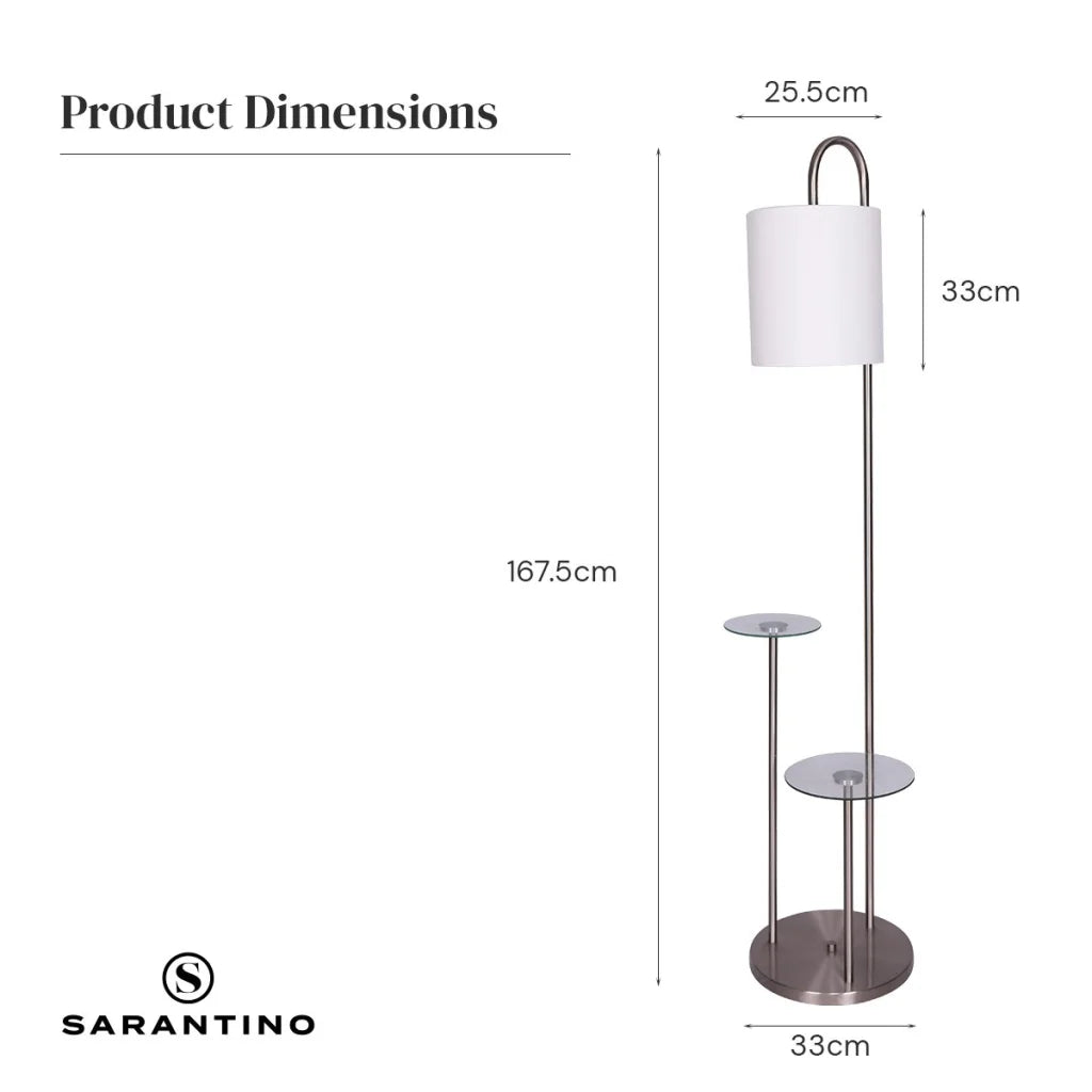 Sarantino Metal Floor Lamp with Glass Shelves - Home &