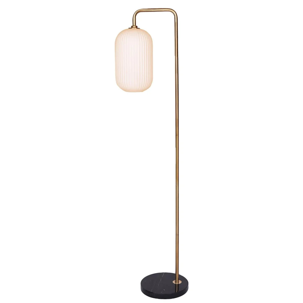 Sarantino Metal Floor Lamp With Opal Glass Shade - Home &