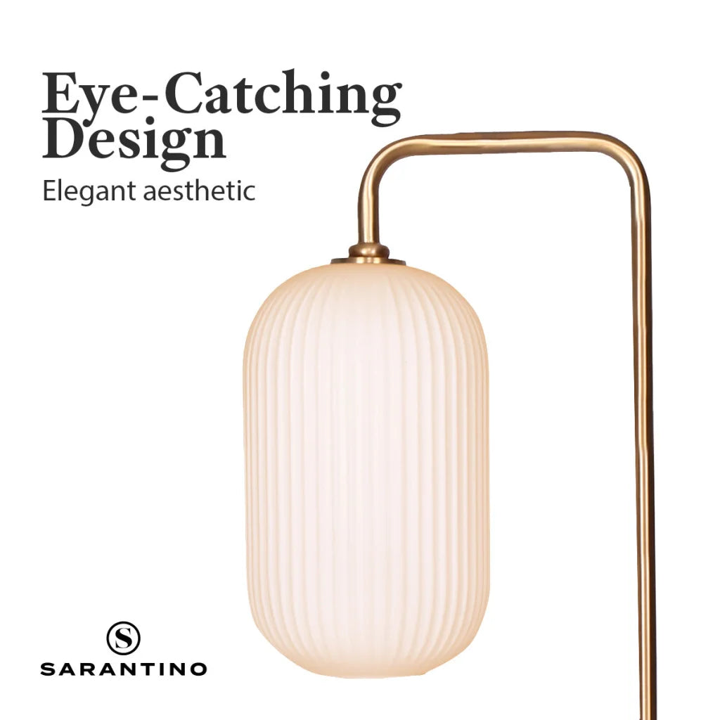 Sarantino Metal Floor Lamp With Opal Glass Shade - Home &