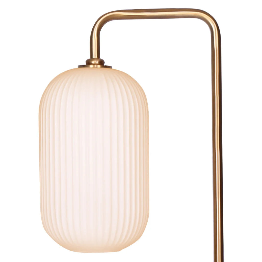 Sarantino Metal Floor Lamp With Opal Glass Shade - Home &