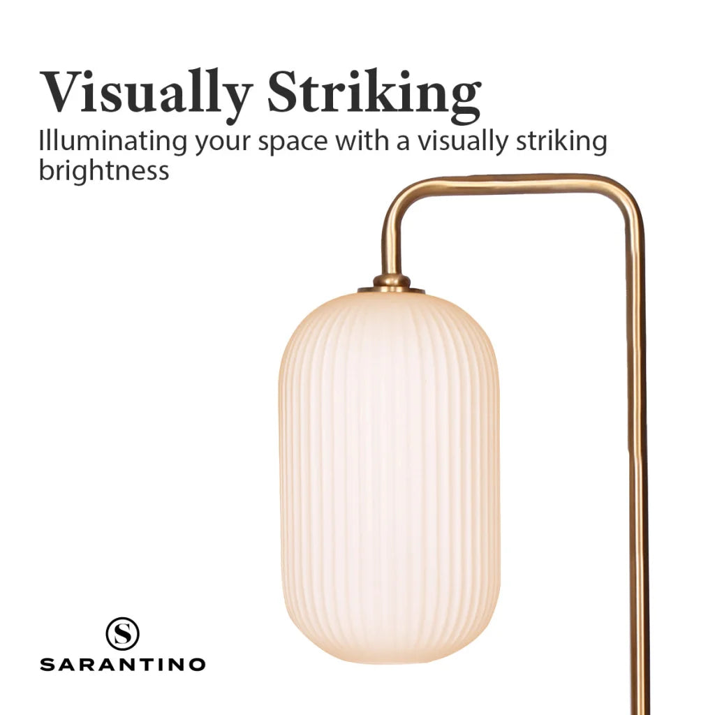 Sarantino Metal Floor Lamp With Opal Glass Shade - Home &