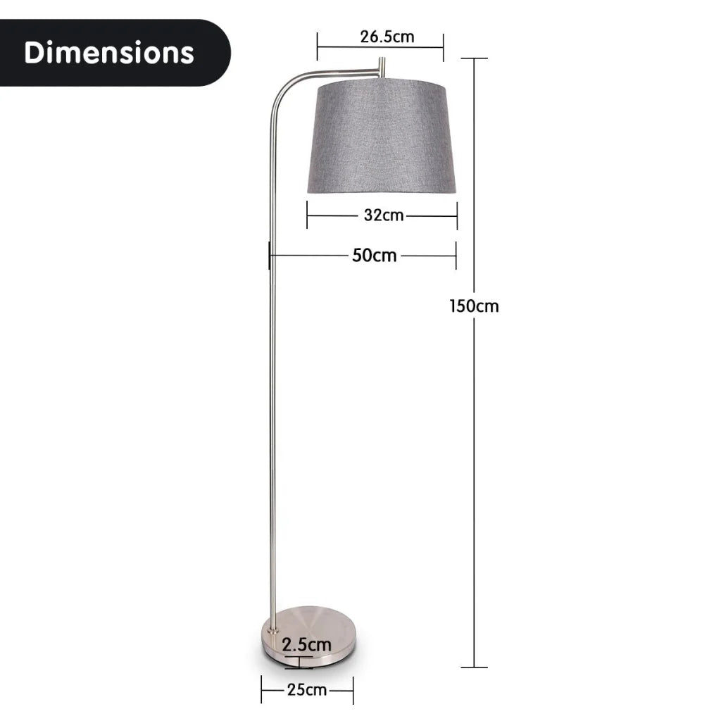 Sarantino Metal Task Floor Lamp Nickel Finish with Grey