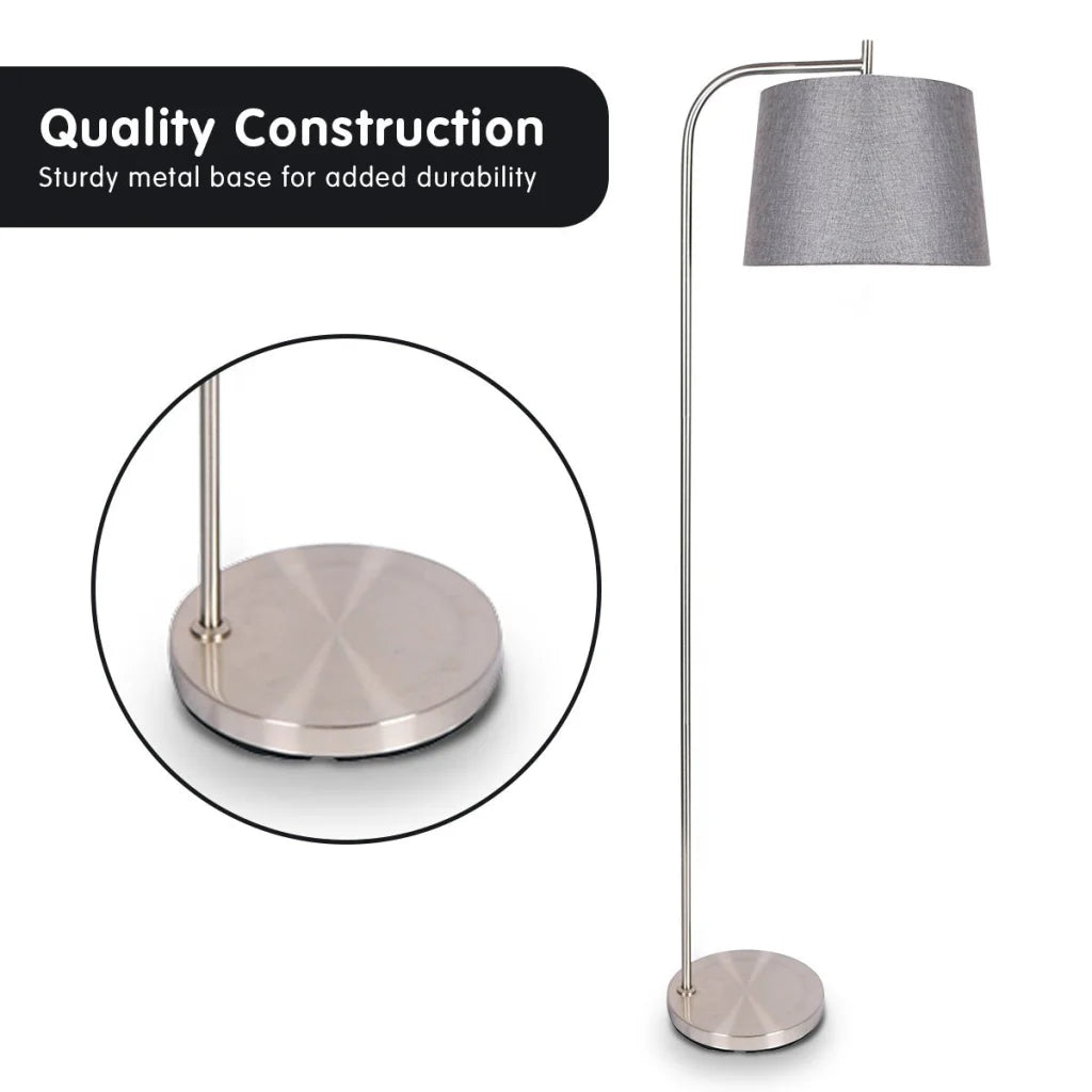 Sarantino Metal Task Floor Lamp Nickel Finish with Grey